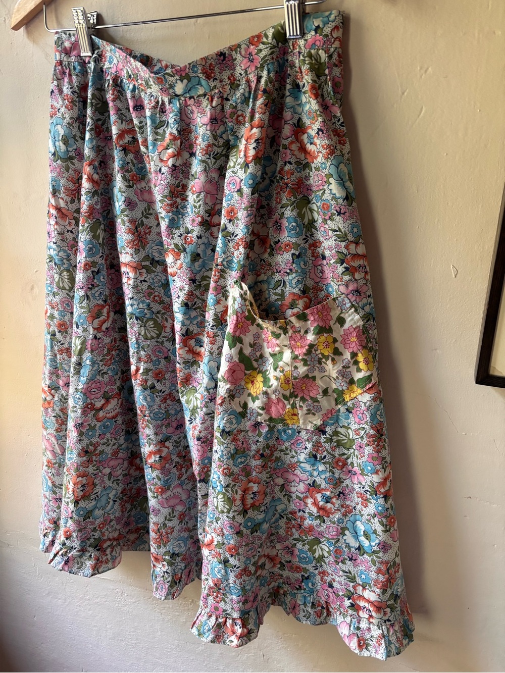 Vintage floral skirt cottage grain sack style - Picture 5 of 11